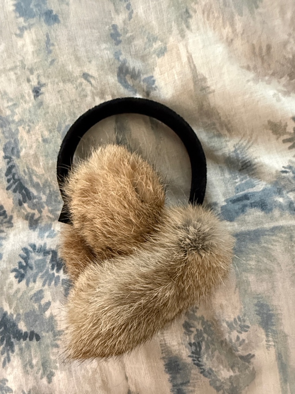 Rabbit Fur Ear Muffs in Beige Brown